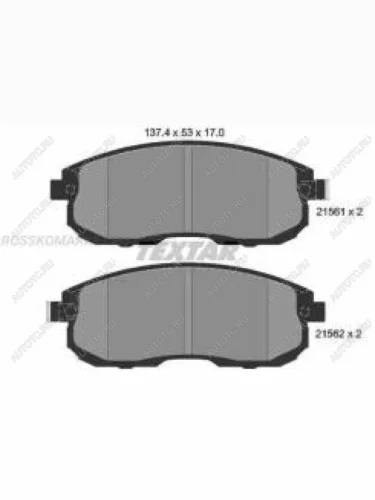 Колодки тормозные передние (4шт.) TEXTAR Nissan Tiida 1 C11 хэтчбэк дорестайлинг, Япония (2004-2007)