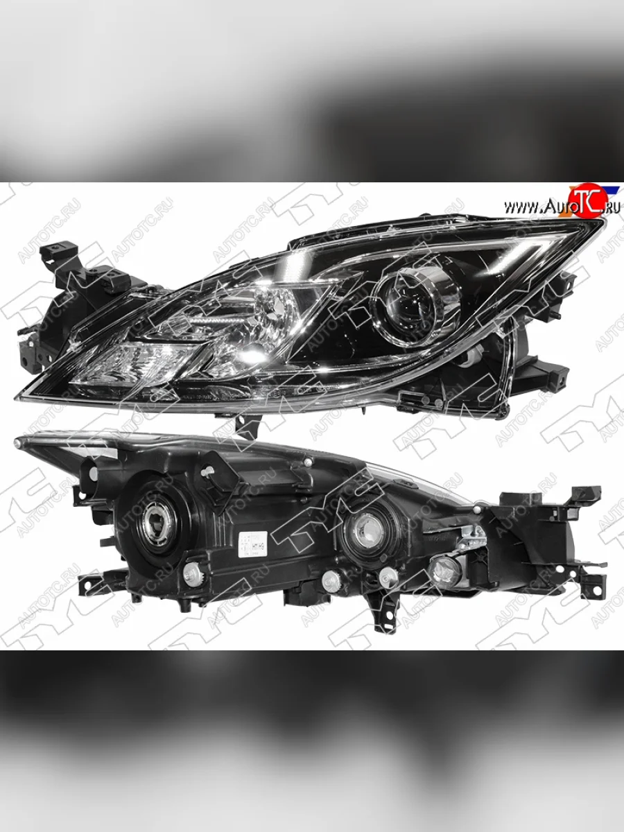 Фара левая (черная, под электрокорректор, Евросвет) TYC Mazda 6 GH дорестайлинг лифтбэк (2007-2010)  в Перми Пермском крае