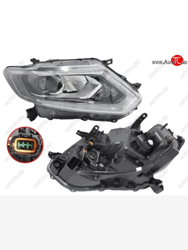 Фара правая (диодная, линза) SAT Nissan X-trail  3 T32 (2013-2018) дорестайлинг