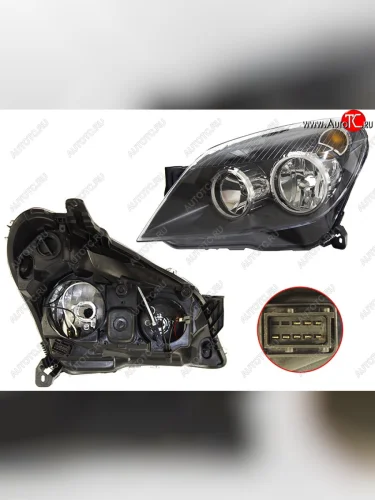 Фара левая (черная, с электрокорректором) TYC Opel Astra H хэтчбек 5дв дорестайлинг (2004-2007)