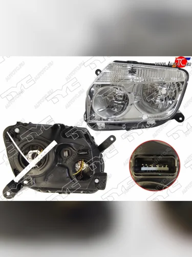 Фара левая (хром, под электрокорректор) TYC Renault Duster HS дорестайлинг (2010-2015)