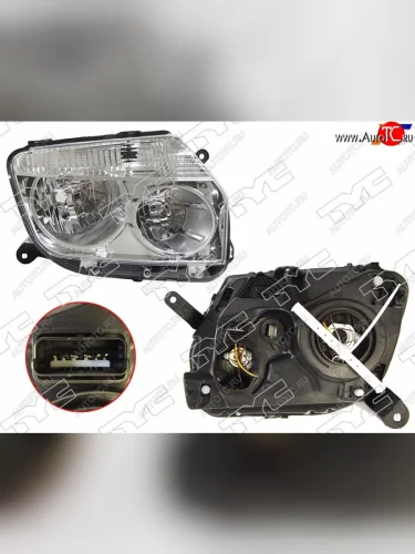 Фара правая (хром, под электрокорректор) TYC Renault Duster HS дорестайлинг (2010-2015)