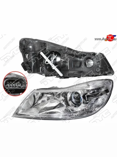 Фара левая (с электрокорректором) TYC Skoda Octavia  A5 (2008-2013) лифтбэк рестайлинг, рестайлинг универсал