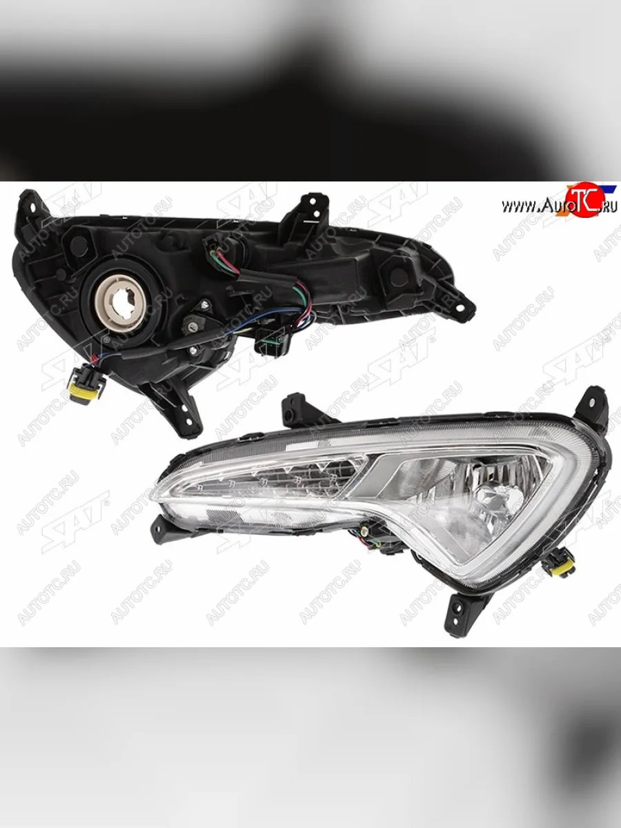 Левая фара противотуманная (с ДХО) SAT Hyundai Solaris RBr седан рестайлинг (2014-2017)  с доставкой в г. Керчь