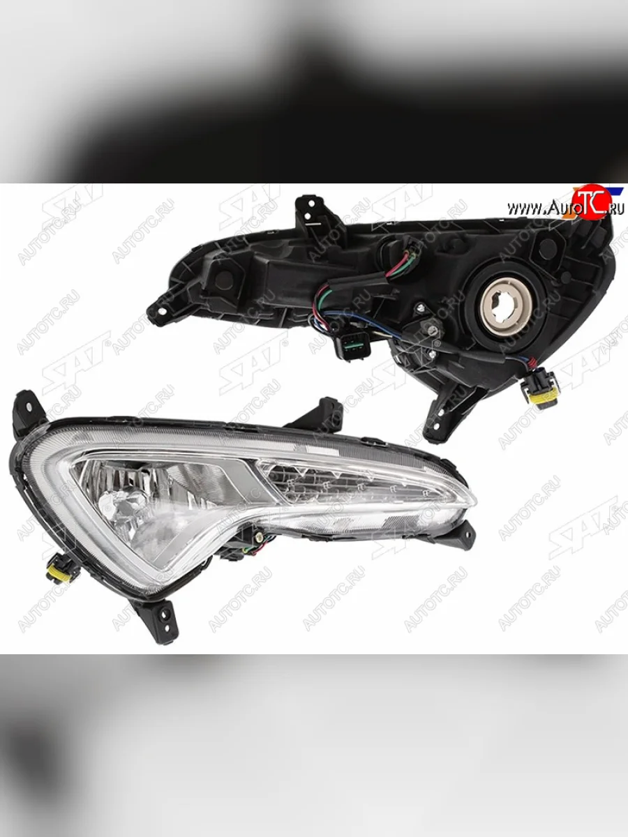 Правая фара противотуманная (с ДХО) SAT Hyundai Solaris RBr седан рестайлинг (2014-2017)  с доставкой в г. Керчь