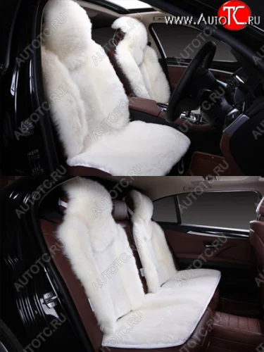 Комплект накидок на весь салон (комбинированный ворс натуральный мех) Автопилот (белый) 
