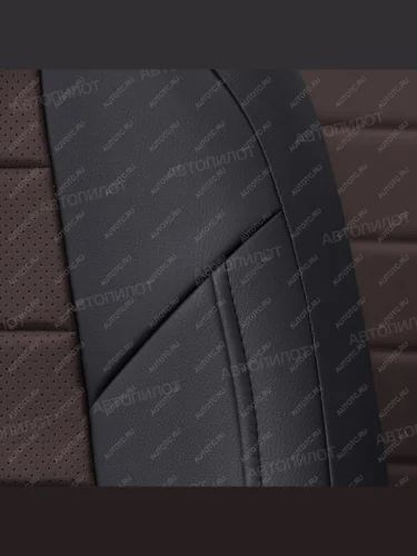 Чехлы на сиденья Экокожа (40/60 экокожа) Автопилот (черный/шоколад) Geely Emgrand SS11 дорестайлинг (2021-2025)