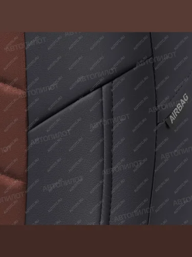 Чехлы на сиденья Алькантара (40/60 экокожа) Автопилот (черный/шоколад) Geely Emgrand SS11 дорестайлинг (2021-2025)