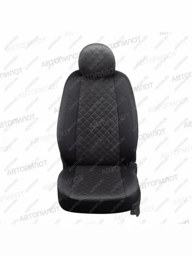 Чехлы на сиденья Алькантара ромб (раздел. 40/60 + вырез под подлокот. экокожа) Автопилот (черный/темно-серый) Skoda Octavia Tour A4 1U5 универсал дорестайлинг (1996-2000)