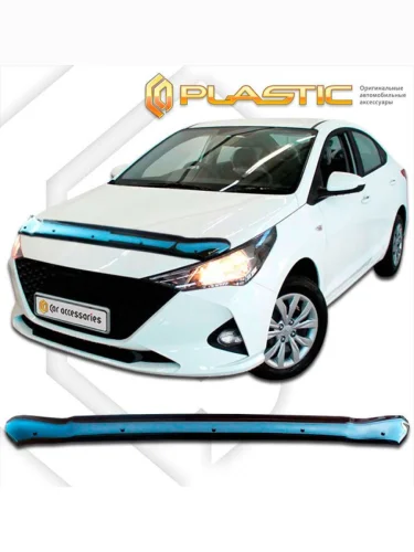 Дефлектор капота CA-Plastic (серия Classic черный) Solaris HS (2024-2025)