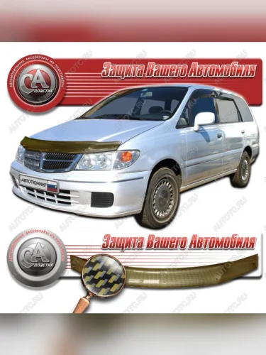 Дефлектор капота на CA-Plastiс (серия Шелкография карбон золото) Nissan Presage  U30 (1998-2001) дорестайлинг