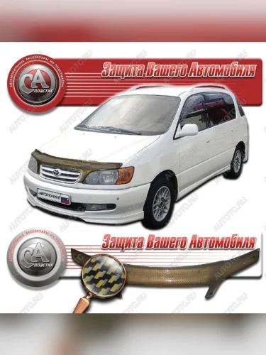 Дефлектор капота CA-Plastiс (серия Шелкография карбон золото) Toyota Ipsum  SXM10 (1998-2001) рестайлинг