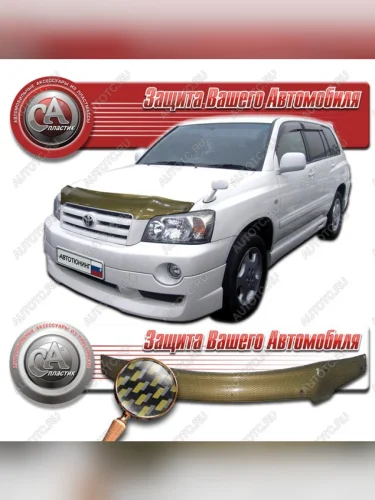 Дефлектор капота CA-Plastiс (серия Шелкография карбон золото) Toyota Kluger XU20 рестайлинг (2003-2007)
