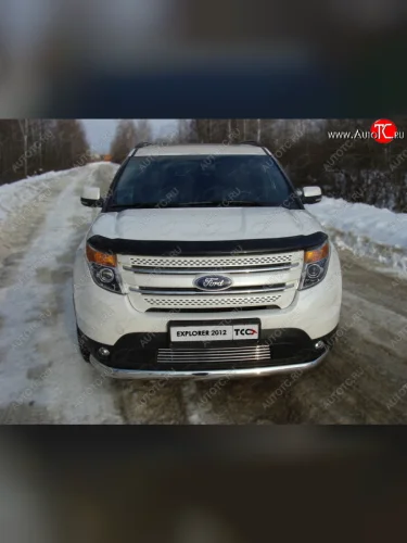 Декоративная вставка в бампер ТСС Тюнинг (d 12 мм) Ford Explorer  U502 (2010-2016) дорестайлинг