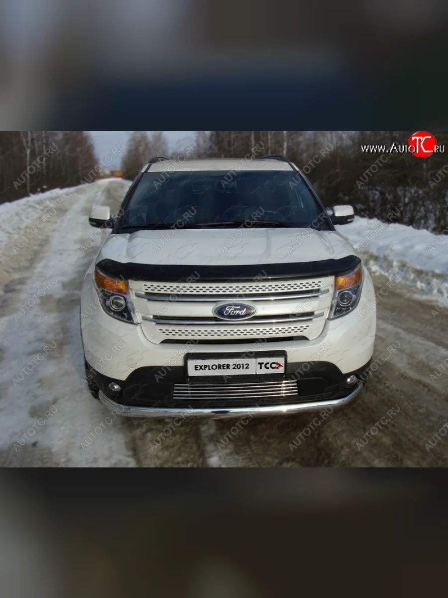 Декоративная вставка в бампер ТСС Тюнинг  Ford Explorer (2010-2016) U502 (d 12 мм)  с доставкой в г. Пермь