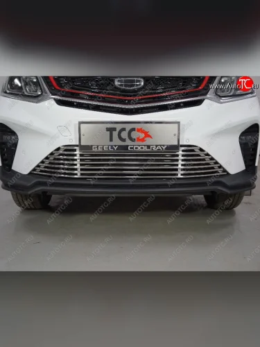 Декоративная вставка в бампер ТСС Тюнинг (d 12 мм) Geely Coolray  SX11 (2018-2025) дорестайлинг, рестайлинг