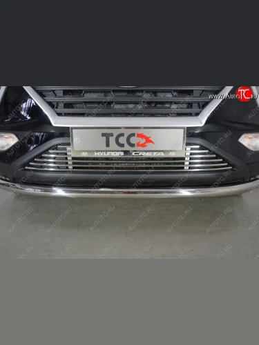 Декоративная вставка в бампер ТСС Тюнинг (d 12 мм) Hyundai Creta  SU (2020-2022)