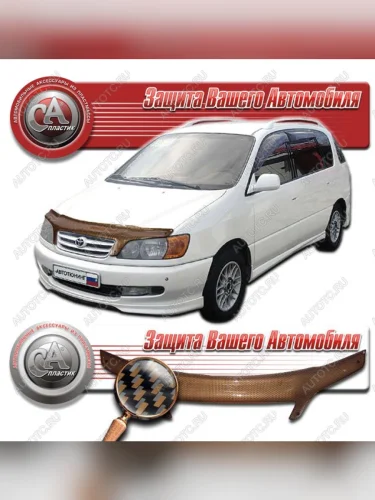 Дефлектор капота CA-Plastiс (серия Шелкография карбон медь) Toyota Ipsum  SXM10 (1998-2001) рестайлинг