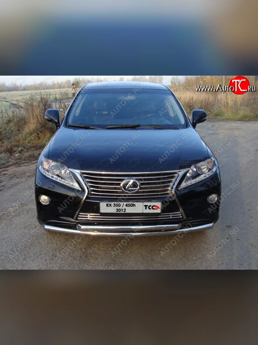 Декоративная вставка переднего бампера (кроме F-Sport) ТСС Тюнинг  Lexus RX350 (2012-2015) AL10 (d 12 мм)  с доставкой в г. Керчь