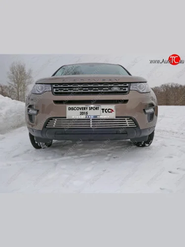 Декоративная вставка переднего бампера ТСС Тюнинг (d 12 мм) Land Rover Discovery Sport  L550 (2014-2019) дорестайлинг