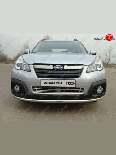Декоративная вставка переднего бампера ТСС Тюнинг (d 12 мм) Subaru Outback  BR, (2012-2015) B14)  рестайлинг универсал
