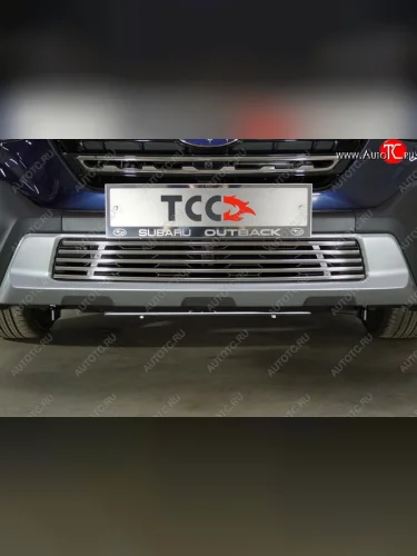 Декоративная вставка переднего бампера ТСС Тюнинг (d 12 мм) Subaru Outback  BT (2019-2025) универсал