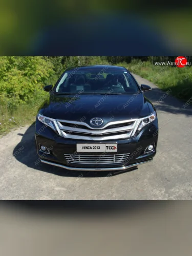 Декоративная вставка переднего бампера ТСС Тюнинг (d 12 мм) Toyota Venza  GV10 (2012-2016) рестайлинг