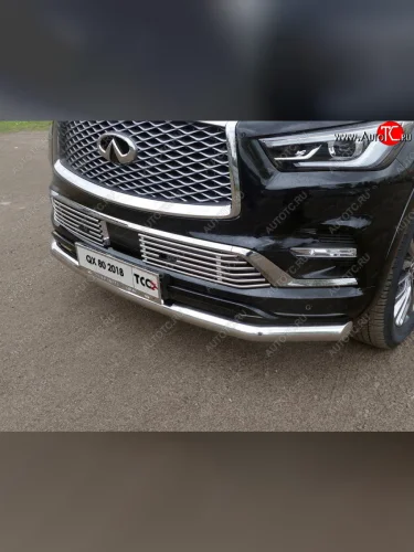 Декоративная вставка переднего бампера ТСС Тюнинг (d 12 мм) INFINITI QX80  Z62 (2018-2024) 2-ой рестайлинг