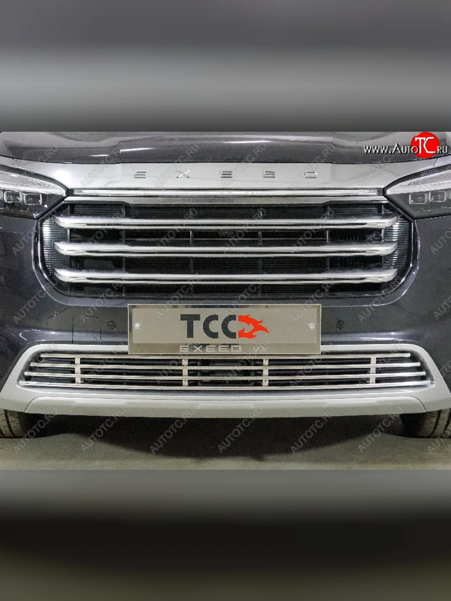 Декоративная вставка переднего бампера (без круиз-контроля) ТСС Тюнинг  EXEED VX (2020-2023) (d 12 мм)  в Самаре Самарской области