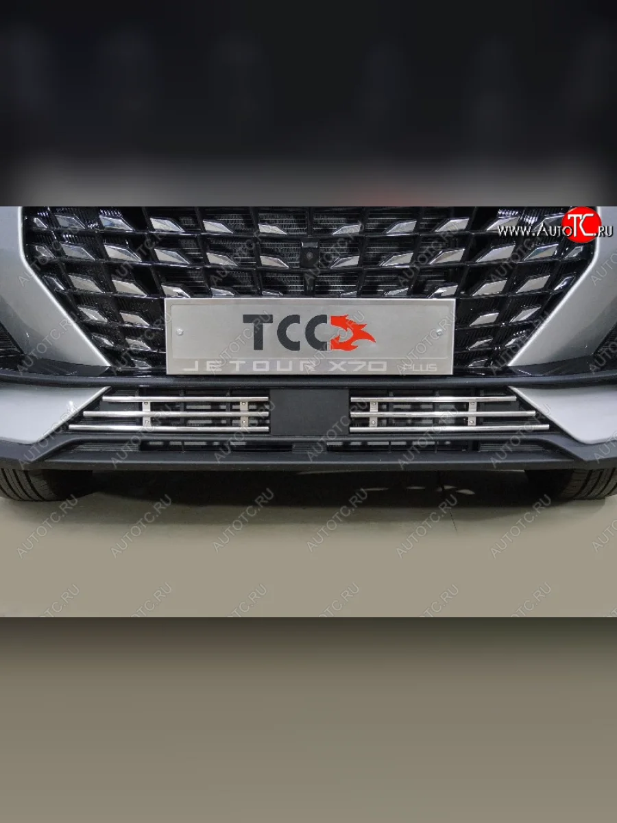 Декоративная вставка переднего бампера ТСС Тюнинг Jetour X70 Plus (2023-2025) (d 12 мм)  в Керчи Республика Крым