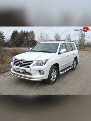 Декоративная вставка переднего бампера (кроме F-Sport) ТСС Тюнинг (d 16 мм) Lexus LX570  J200 (2012-2015) 1-ый рестайлинг