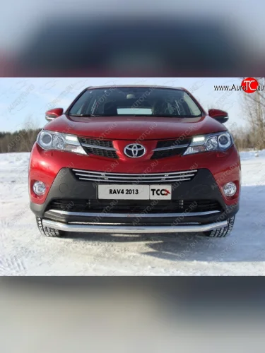 Декоративная вставка переднего бампера ТСС Тюнинг (d 16 мм) Toyota RAV4  XA40 (2012-2015) 5 дв. дорестайлинг
