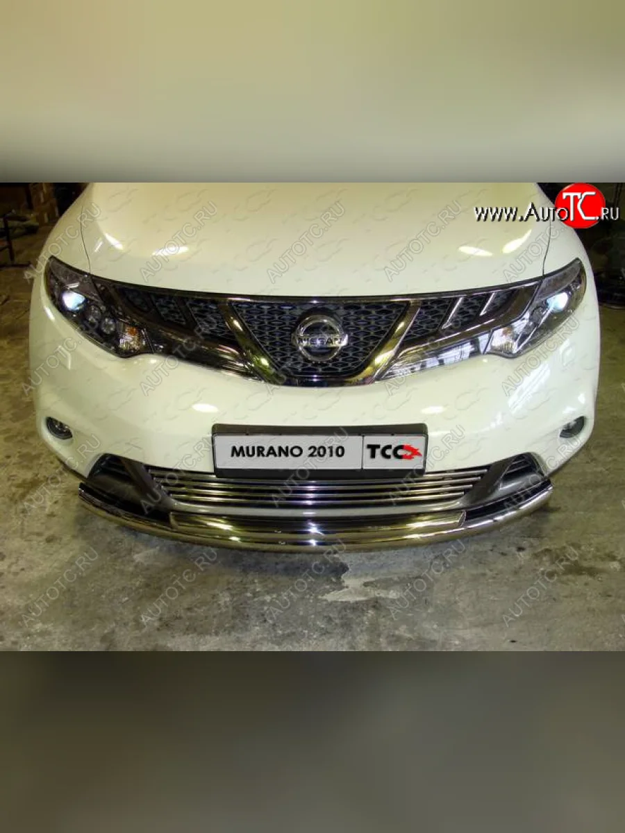 Декоративная вставка переднего бампера ТСС Тюнинг  Nissan Murano (2010-2016) 2 Z51 (d 16 мм)  в Керчи Республика Крым
