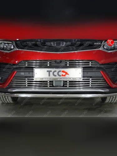 Верхняя декоративная вставка решетки радиатора ТСС Тюнинг (d 12 мм) Geely Tugella  FY11,HPBA4 (2019-2023) дорестайлинг