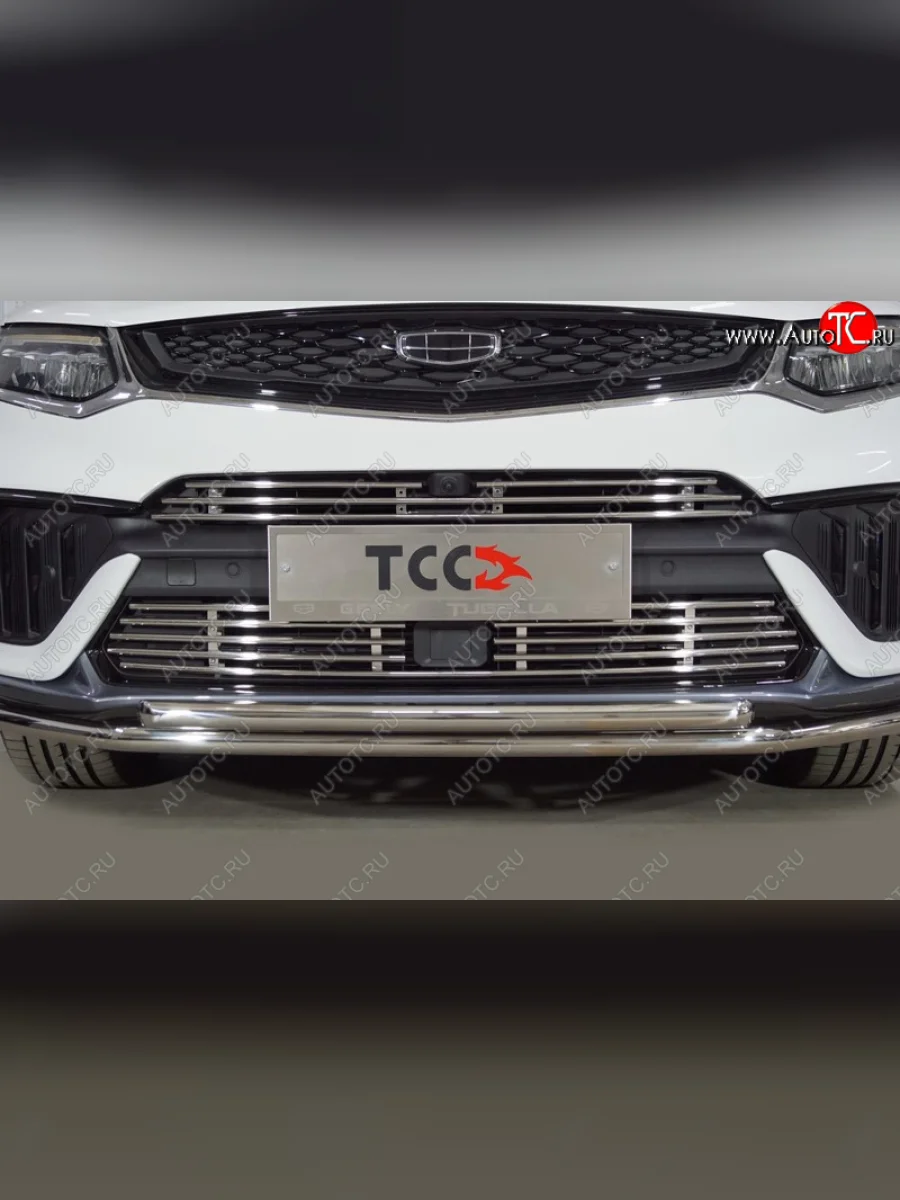 Верхняя декоративная вставка решетки радиатора ТСС Тюнинг  Geely Tugella (2022-2025) FY11,HPBA4 (d 12 мм)  с доставкой в г. Керчь
