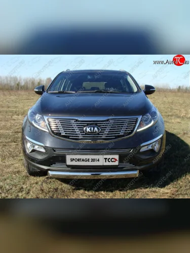 Вставка решетки радиатора (нерж. трубка d12 мм) ТСС Тюнинг KIA Sportage  3 SL (2014-2016) рестайлинг