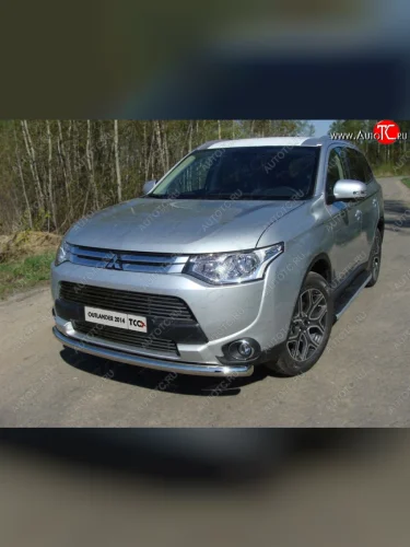 Верхняя декоративная вставка решетки радиатора ТСС Тюнинг (d 12 мм) Mitsubishi Outlander  GF (2014-2016) 1-ый рестайлинг