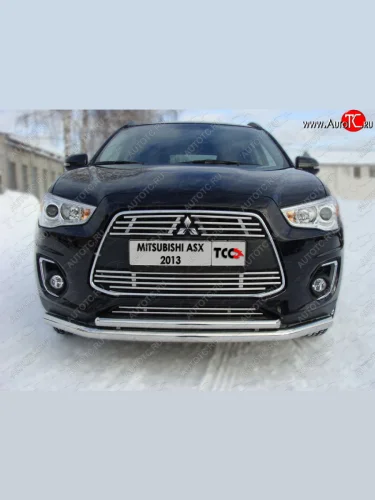 Верхняя декоративная вставка решетки радиатора ТСС Тюнинг (d 12 мм) Mitsubishi ASX (2013-2016) 1-ый рестайлинг