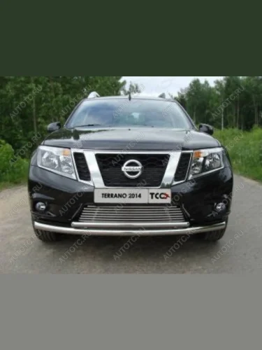 Верхняя декоративная вставка решетки радиатора ТСС Тюнинг (d 12 мм) Nissan Terrano  D10 (2013-2016) дорестайлинг