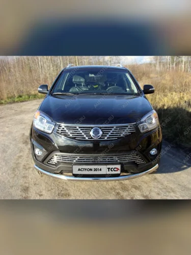 Верхняя декоративная вставка решетки радиатора ТСС Тюнинг (d 12 мм) SSANGYONG Actyon (2013-2021) рестайлинг