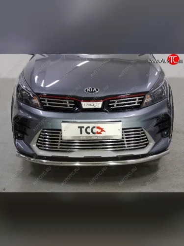 Верхняя декоративная вставка решетки радиатора ТСС Тюнинг (d 12 мм) KIA Rio  X (2020-2025) рестайлинг