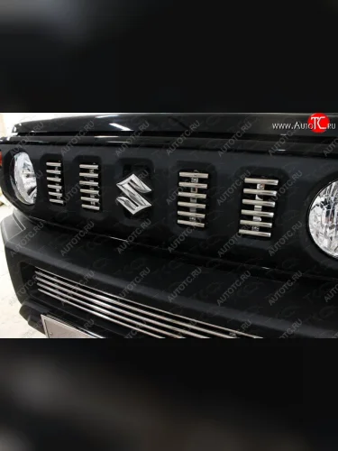 Верхняя декоративная вставка решетки радиатора ТСС Тюнинг (d 12 мм) Suzuki Jimny  JB64 (2018-2025)