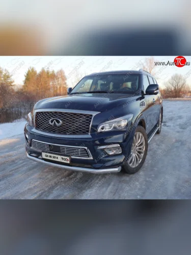 Нижняя декоративная вставка в бампер ТСС Тюнинг (d 12 мм) INFINITI QX80 Z62 1-ый рестайлинг (2014-2018)