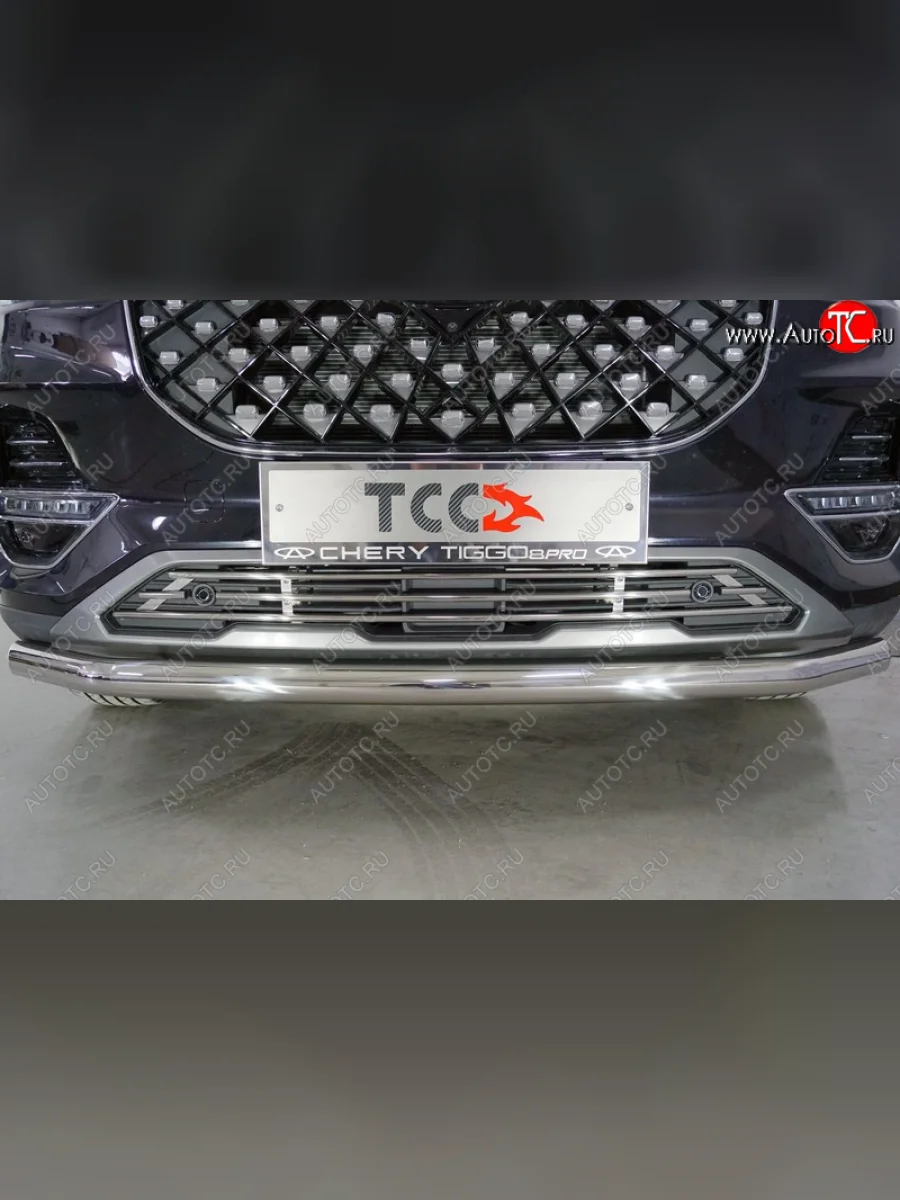 Нижняя декоративная вставка в бампер ТСС Тюнинг Chery Tiggo 8 PRO (2021-2025) (d 12 мм)  в Керчи Республика Крым