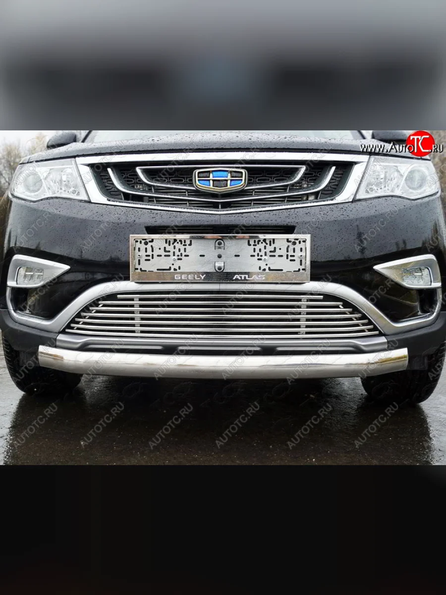 Нижняя декоративная вставка в бампер ТСС Тюнинг Geely Atlas NL3 (2016-2022) (d 12 мм)  в Керчи Республика Крым
