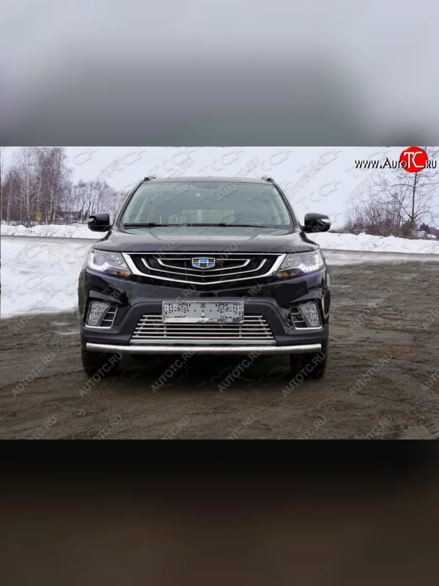 Нижняя декоративная вставка в бампер ТСС Тюнинг Geely Emgrand X7 2-ой рестайлинг (2019-2021) (d 12 мм)  в Керчи Республика Крым