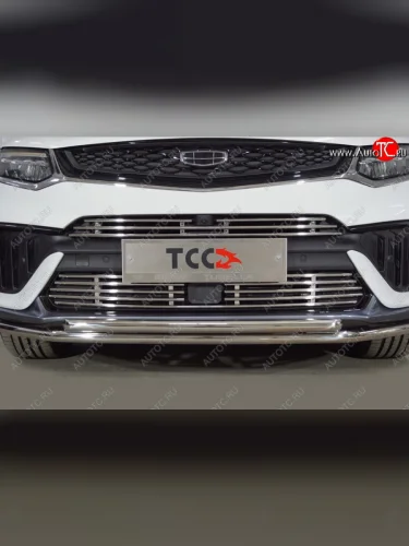 Нижняя декоративная вставка в бампер ТСС Тюнинг (d 12 мм) Geely Tugella FY11,HPBA4 рестайлинг (2022-2025)