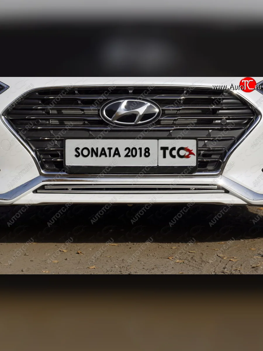 Нижняя декоративная вставка в бампер ТСС Тюнинг Hyundai Sonata LF рестайлинг (2017-2019) (d 12 мм)  в Перми Пермском крае