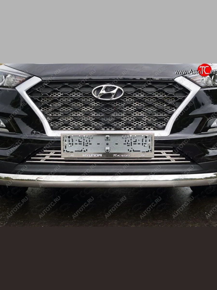 Нижняя декоративная вставка в бампер ТСС Тюнинг Hyundai Tucson TL рестайлинг (2018-2021) (d 12 мм)  в Перми Пермском крае