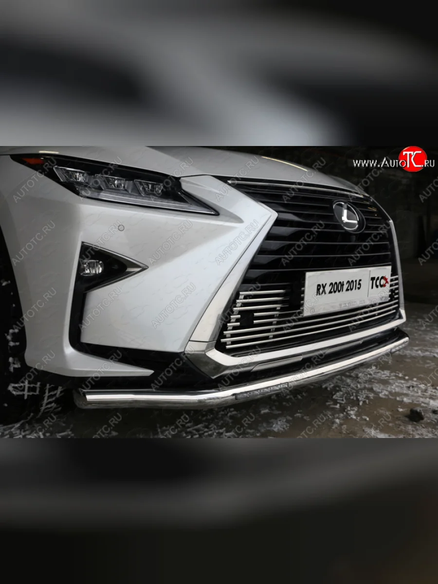 Нижняя декоративная вставка в бампер (кроме F-Sport) ТСС Тюнинг Lexus RX 200T AL20 дорестайлинг (2015-2017) (d 12 мм)  в Керчи Республика Крым